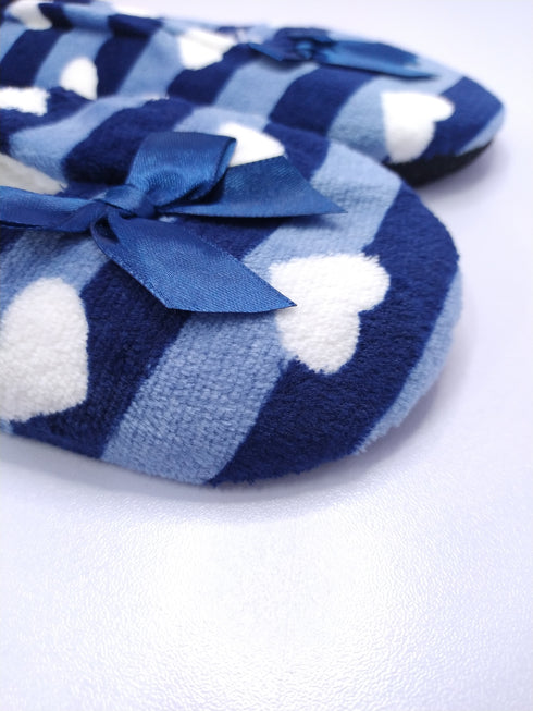 Women's Super Soft Fuzzy Slippers with Blue Stripes